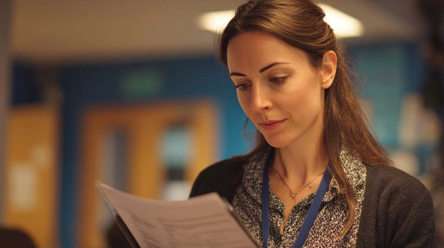 Teacher reading a data report.